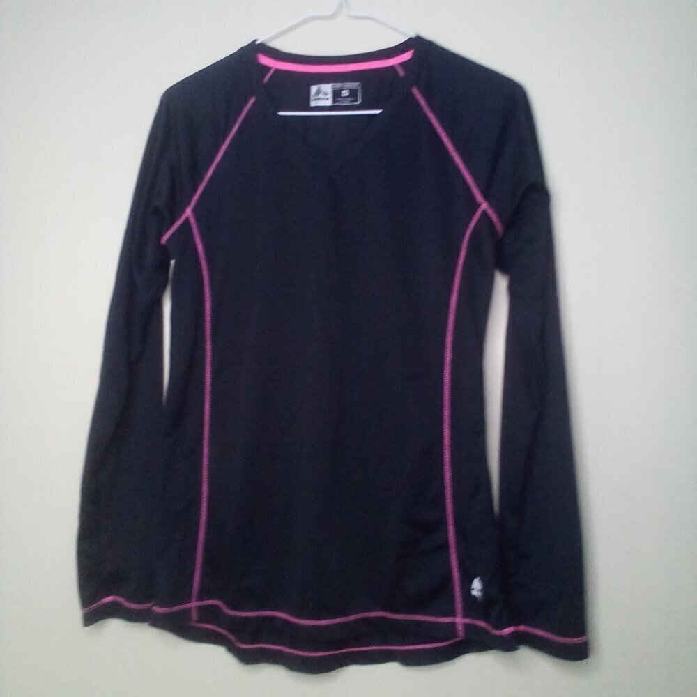 RBX Performance Shirt M Women Long Sleeve Active Athletic Black Pink